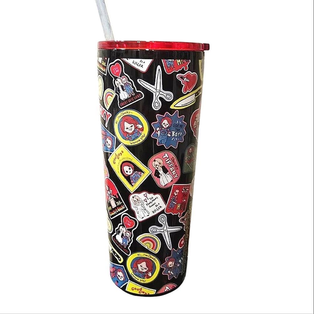 Silver‎ Buffalo Chucky & Tiff Themed 22oz Tumbler w/Straw